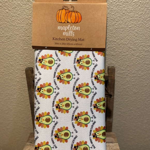 Avocado Turkey Dish Drying Mat, Thanksgiving Dish Drying Mat, Dish Drying Mat - Picture 2 of 11